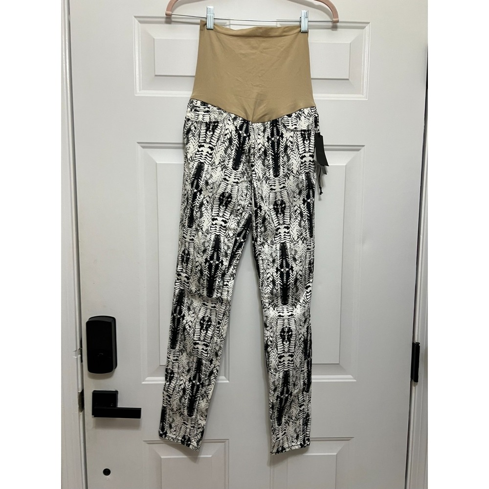 P Collection Genetic Women's 4 Black White Denim Skinny Jeans Stretch Maternity